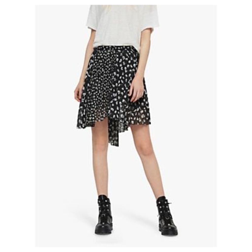 AllSaints Lea Scatter Print Skirt, Black