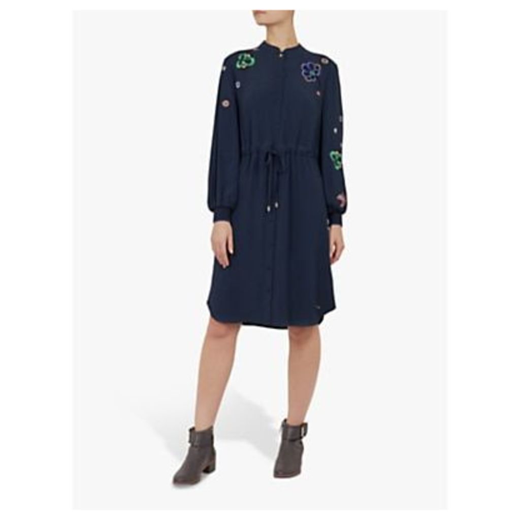 Ted Baker Colour By Numbers Dioss Embroidered Shirt Dress, Navy Blue