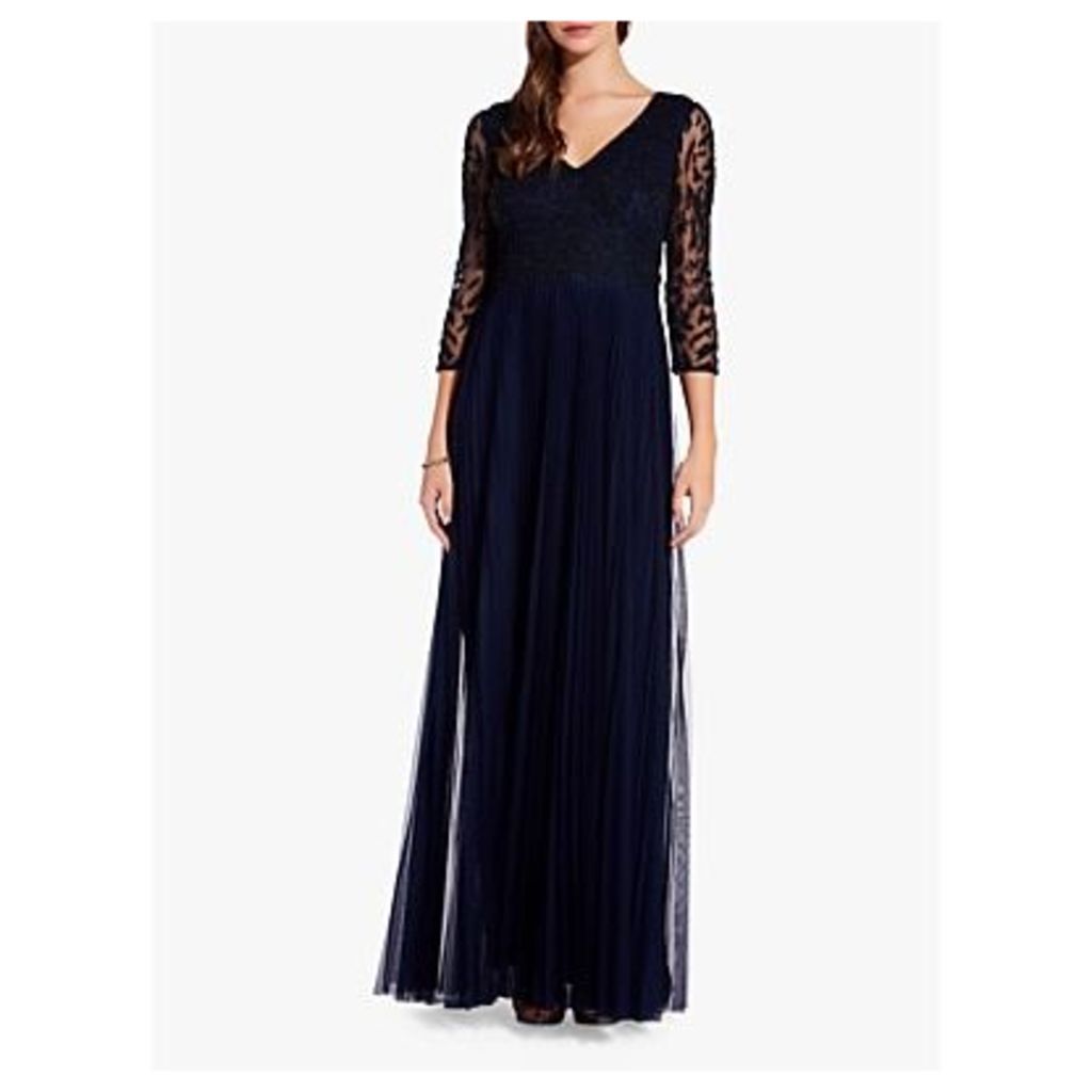 Adrianna Papell Long Sleeve Beaded Gown, Midnight