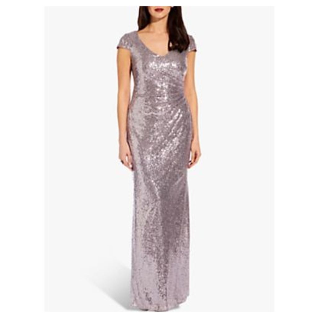 Adrianna Papell Cap Sleeve Sequin Dress, Lilac Grey