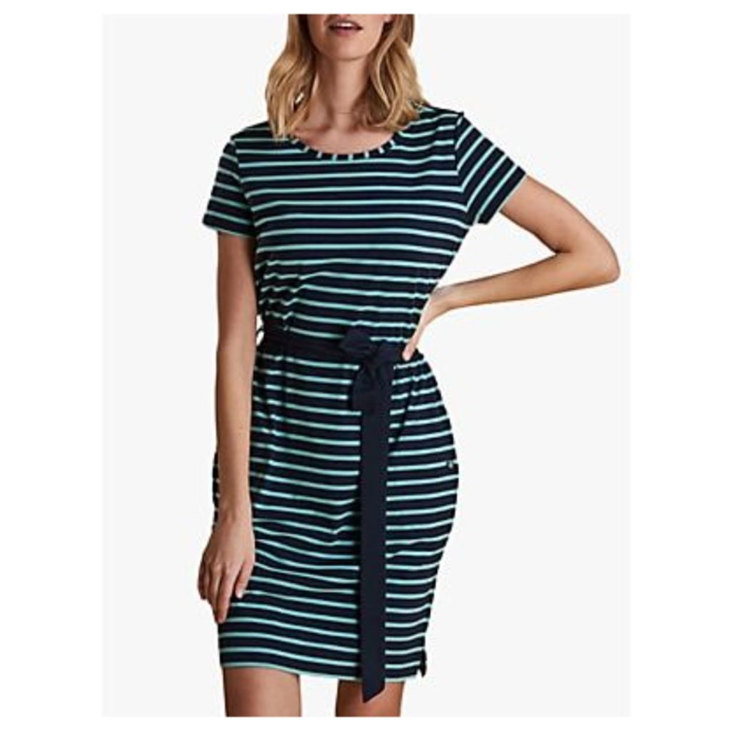 Barbour Rowlock Stripe Belted Dress, Navy/Sea Green