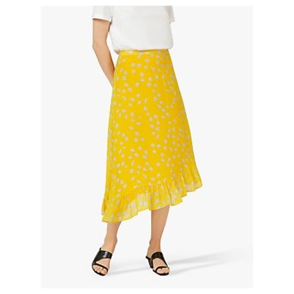 Finery Ebba Floral Frill Hem Skirt, Yellow