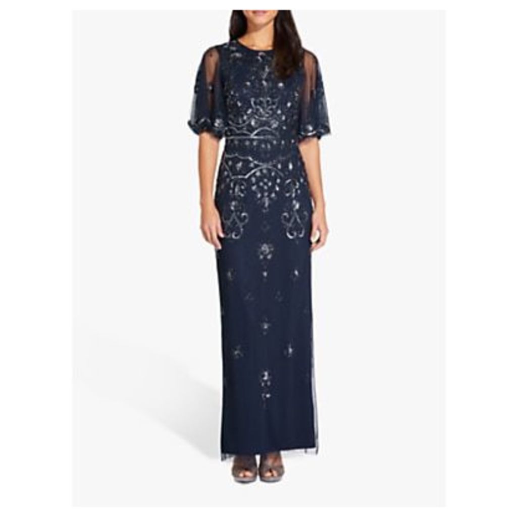 Adrianna Papell Beaded Wide Sleeve Gown, Midnight