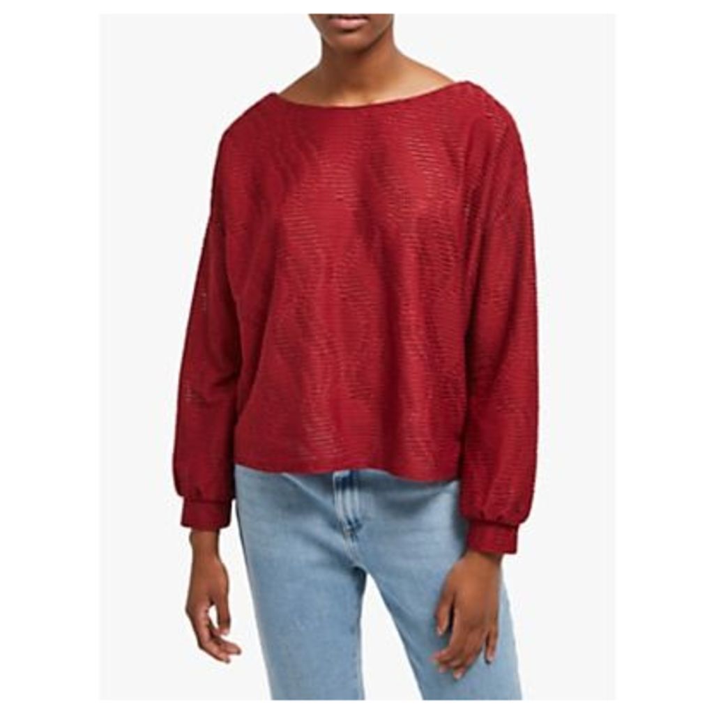 French Connection Tiarella Texture Jersey Top, Rosso Red