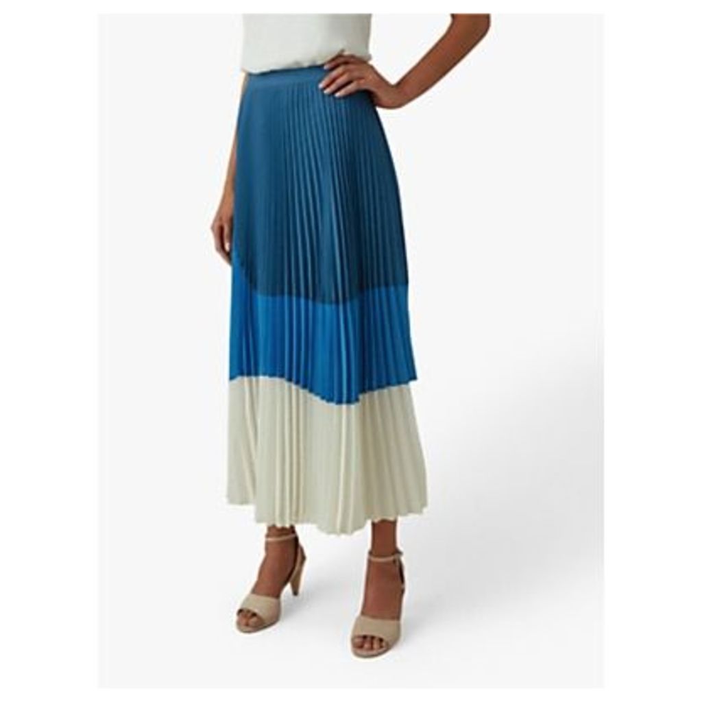 Karen Millen Colour Block Pleated Skirt, Blue/Multi