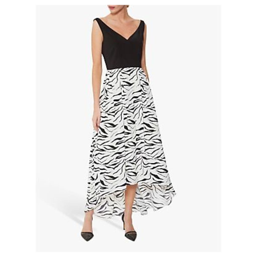 Gina Bacconi Narine Zebra Print Dress, White/Black