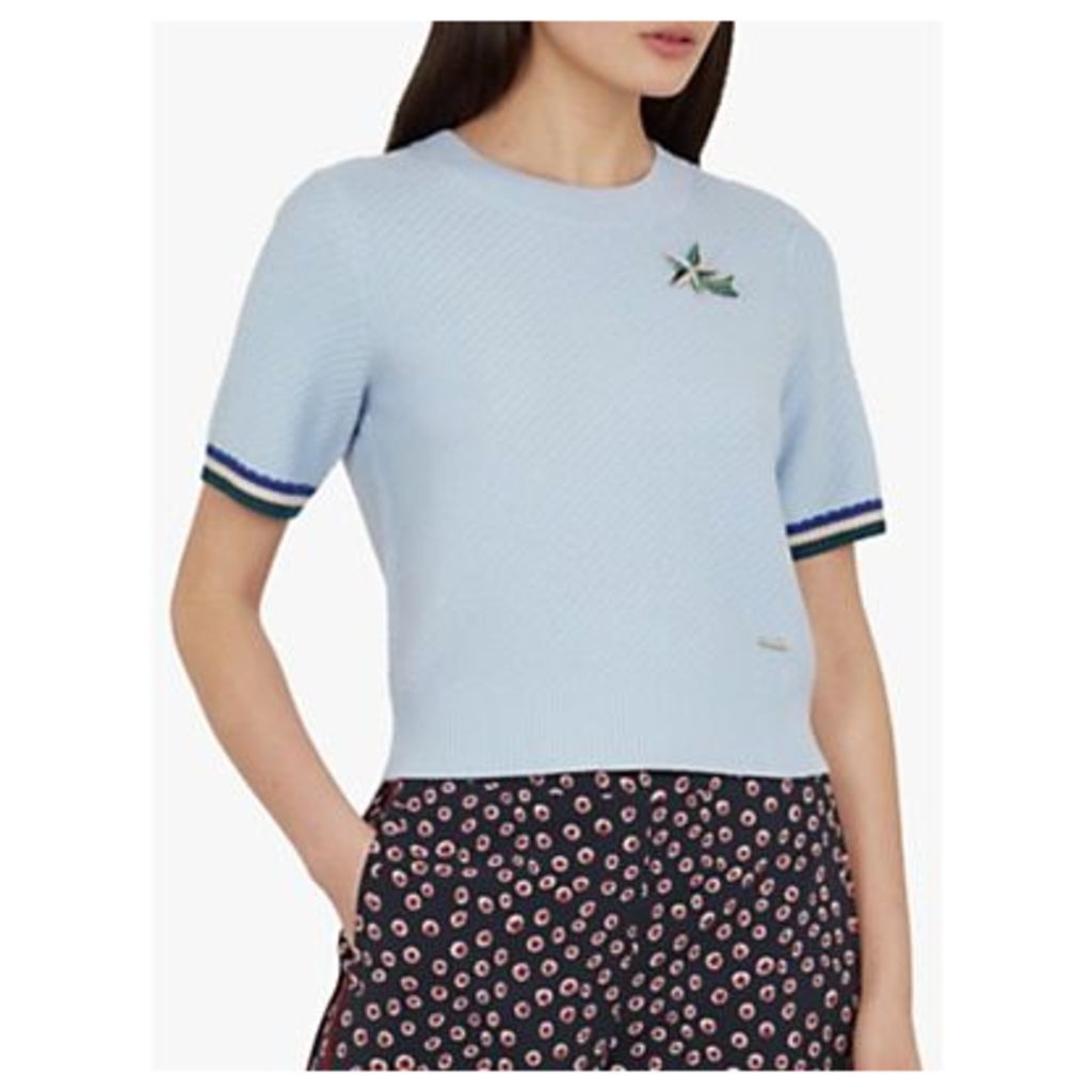 Ted Baker Colour By Numbers Ilyra Shooting Star Crop Jumper, Light Blue