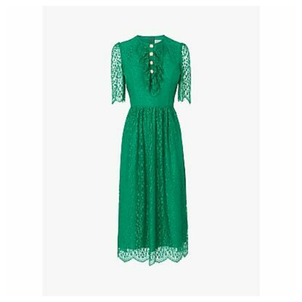 L.K.Bennett Mallory Lace Bow Tea Dress, Fern Green