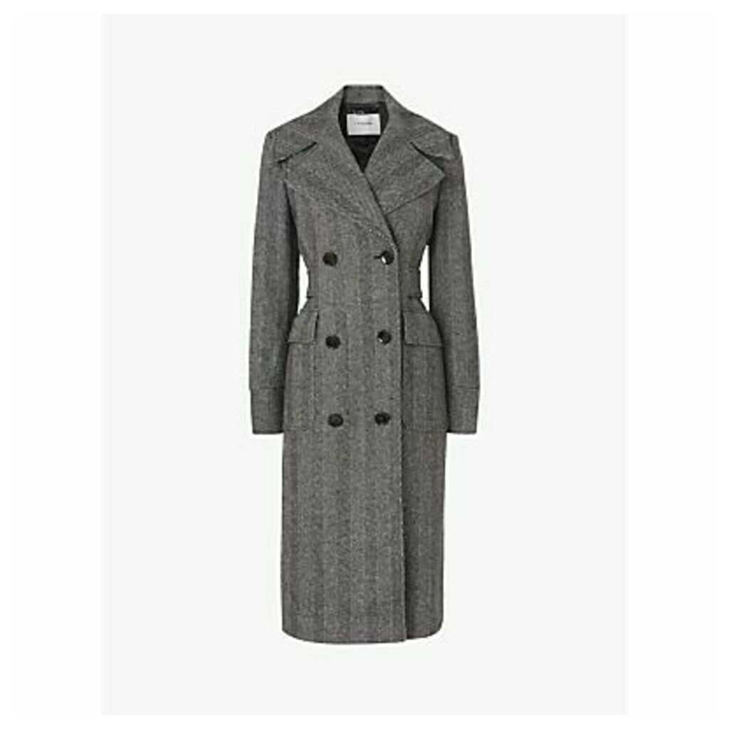 Aurelia Herringbone Trench Coat, Grey