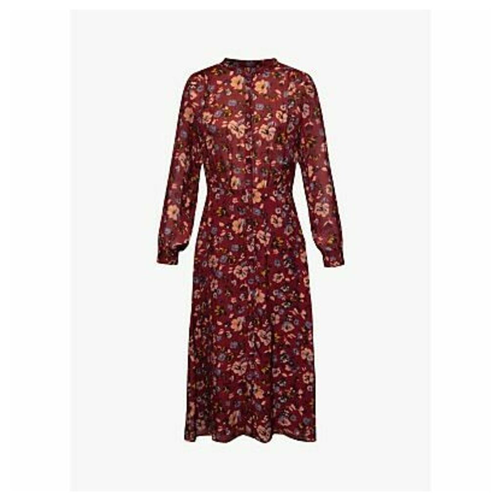 Gerard Darel Dilys Floral Print Silk Dress, Burgundy