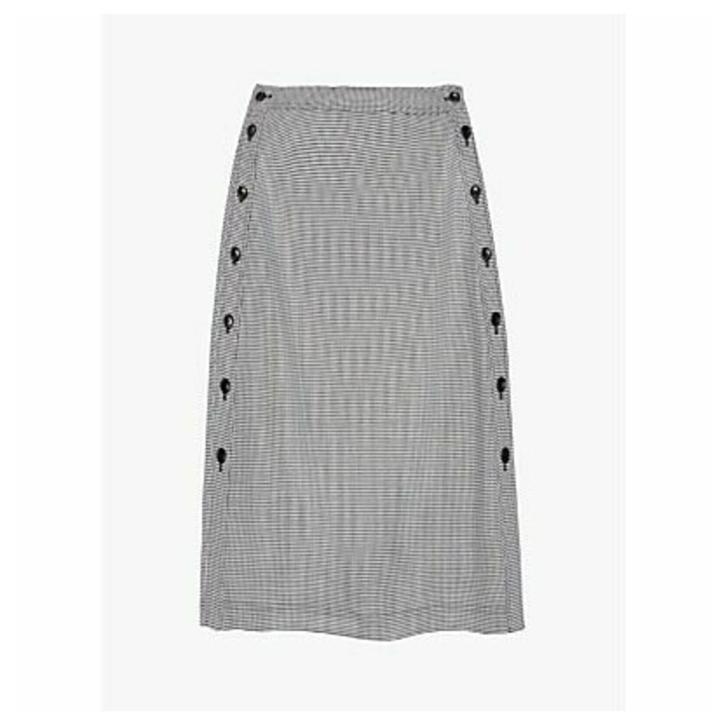 Gerard Darel Tessa Button Detail A Line Skirt, Black/White