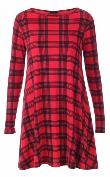 Celebrity Style Red Tartan Swing Dress Plus Sizes Available