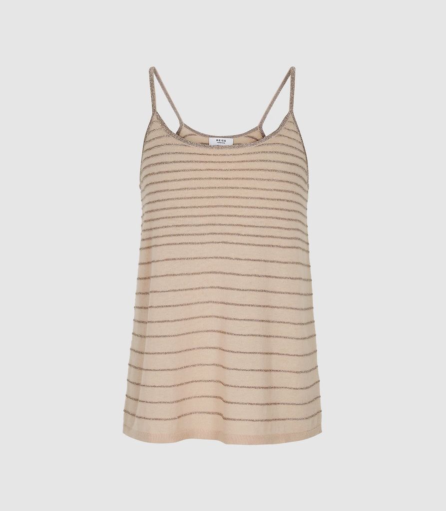 Maddy - Metallic Striped Knit Cami Top in Blush, Womens, Size XS