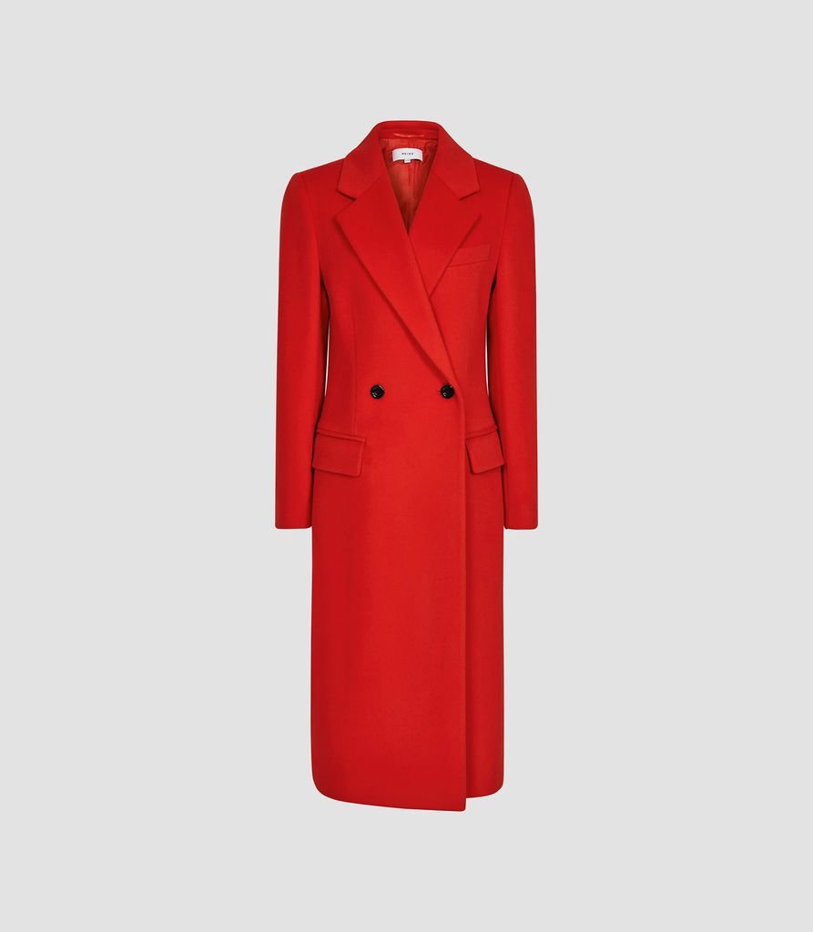 Sabel - Wool Blend Overcoat in Red, Womens, Size 4