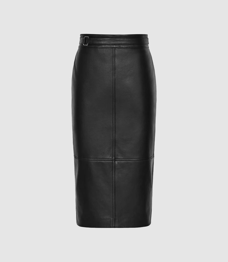 Kai - Leather Pencil Skirt in Black, Womens, Size 4