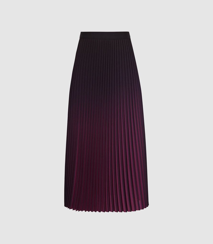 Marlie - Ombre Pleated Midi Skirt in Berry, Womens, Size 4