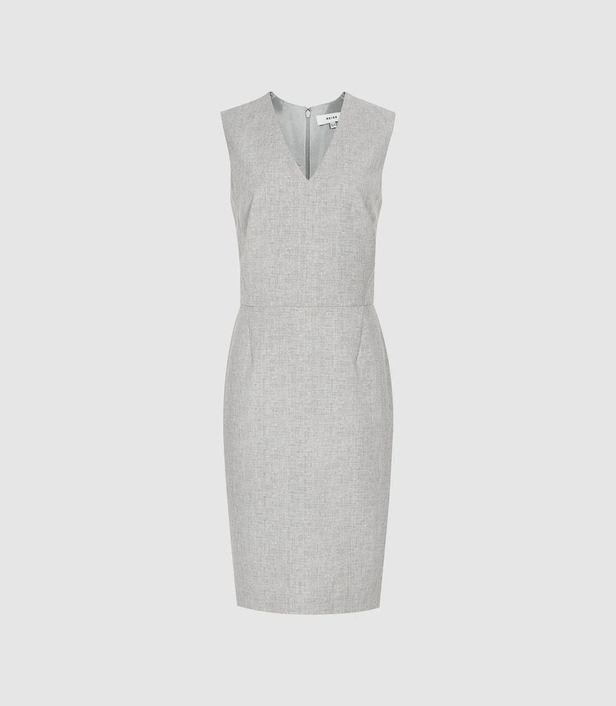 Thea - Wool Blend Tailored Dress in Grey, Womens, Size 12