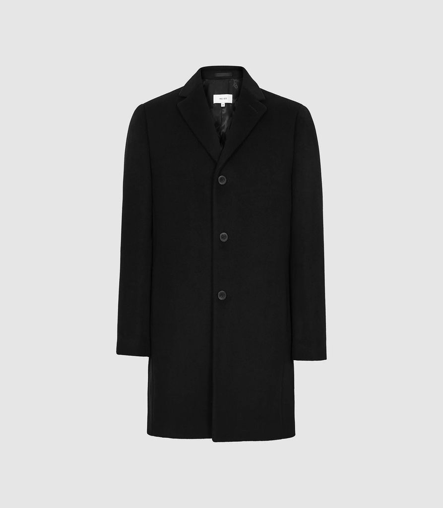 Gable - Wool Epsom Overcoat in Black, Mens, Size XS