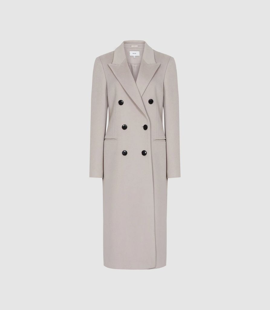 Maddie - Wool Blend Longline Coat in Silver Grey, Womens, Size 4