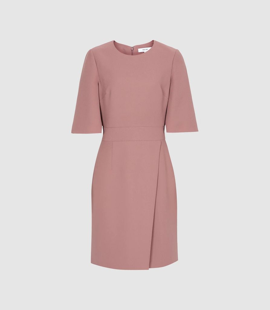 Myra - Tailored Wrap Front Dress in Pink, Womens, Size 4