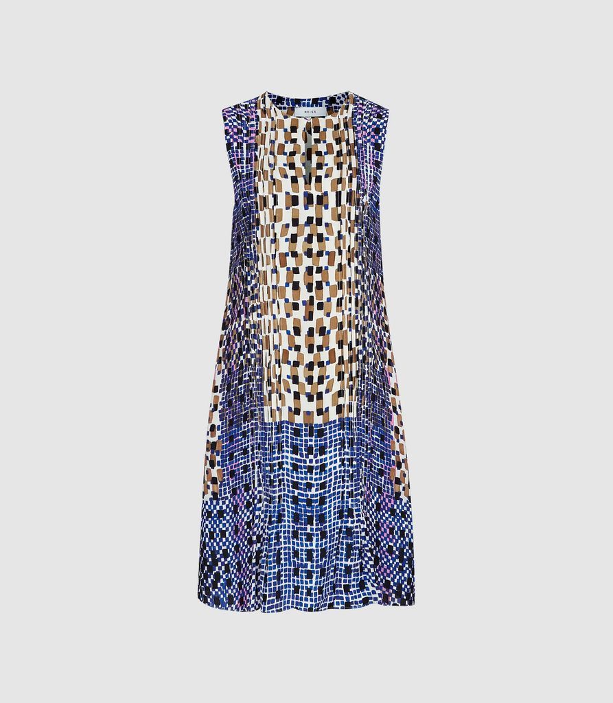 Saskia - Printed Shift Dress in Blue, Womens, Size 4