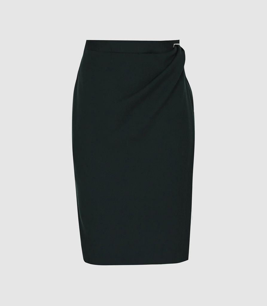 Ginnie Skirt - Tailored Pencil Skirt in Bottle Green, Womens, Size 12