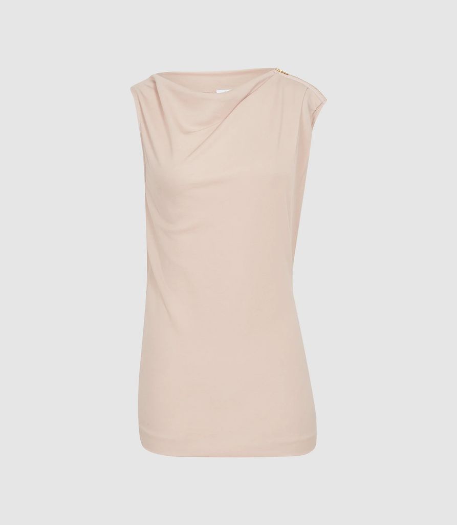 Flavia - Jersey High Neck Top in Blush, Womens, Size XS