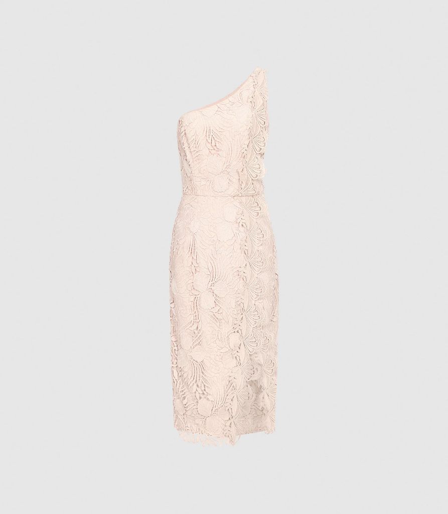 Mena - One-shoulder Lace Dress in Nude, Womens, Size 8
