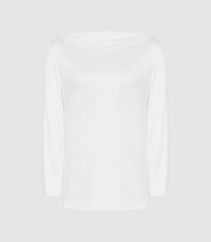 Faye - Straight Neck Top in White, Womens, Size XS