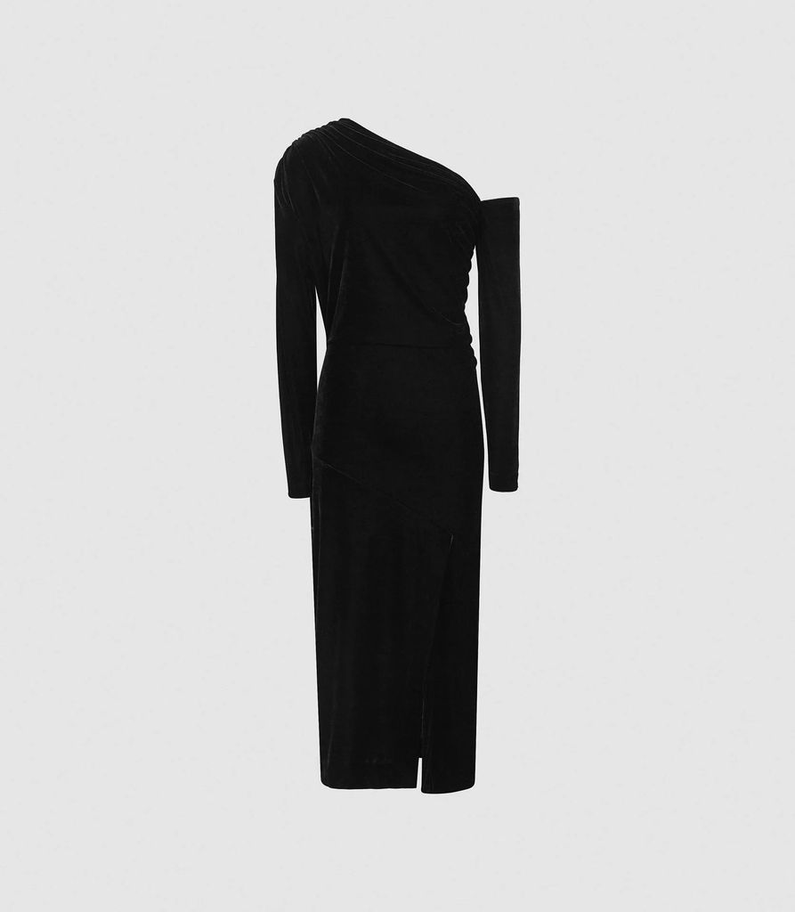 Bella - Velvet Midi Dress in Black, Womens, Size 4