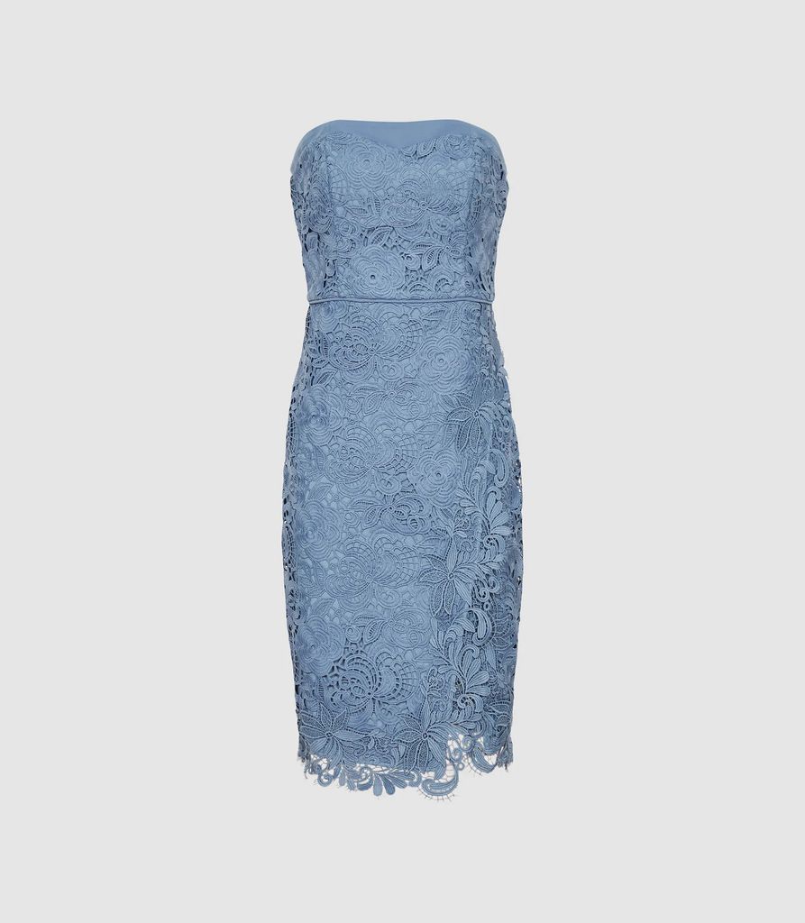 Finley - Lace Bodycon Dress in Dusty Blue, Womens, Size 4