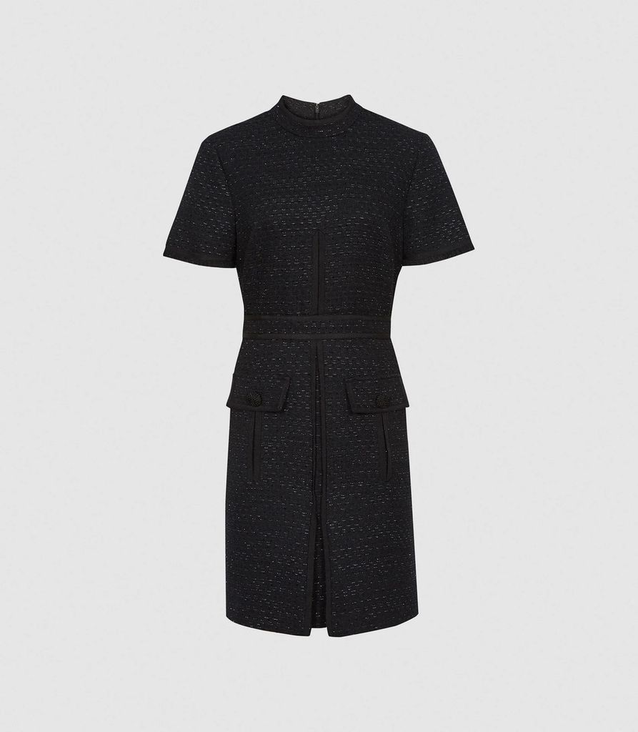 Jenny - Tweed Mini Dress in Black, Womens, Size 4