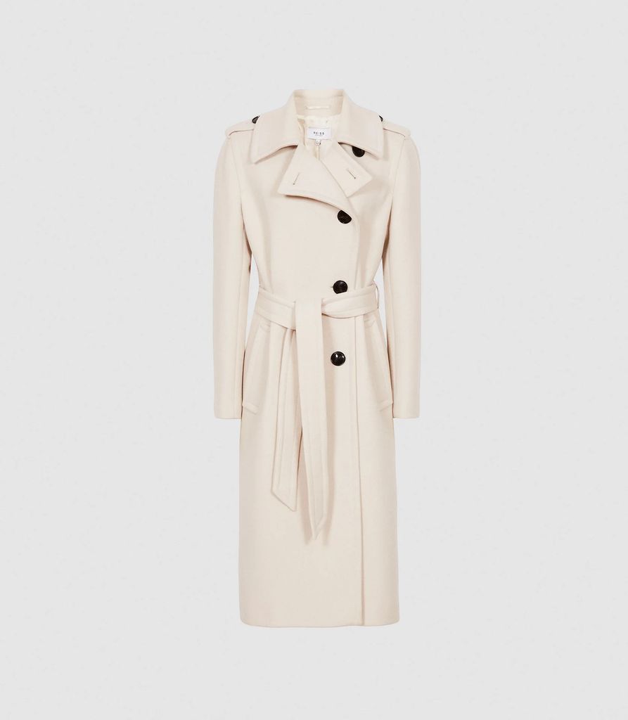 Sian - Wool Blend Trench Coat in Neutral, Womens, Size 4
