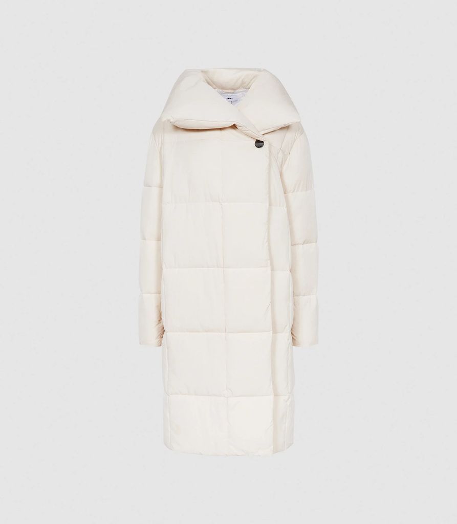 Isadora - Longline Puffer Coat in Neutral, Womens, Size XS