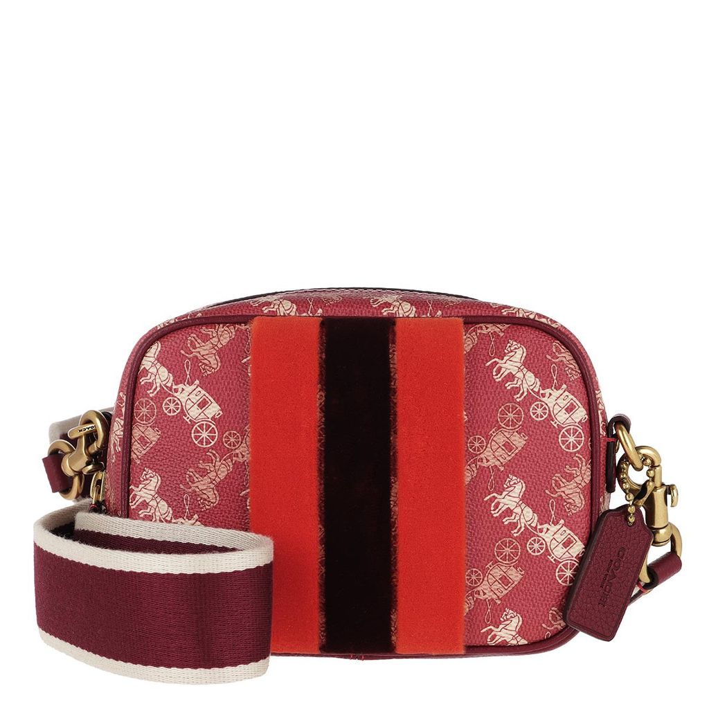 Cross Body Bags - Coated Canvas Stripe Camera Bag Red - red - Cross Body Bags for ladies