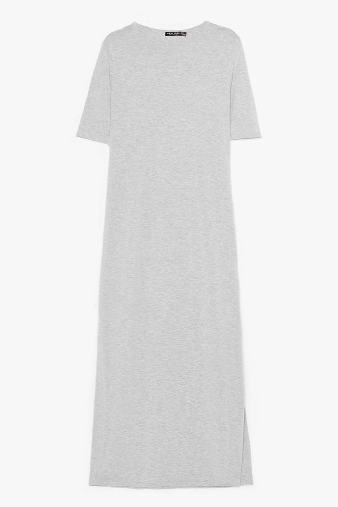 Womens Relaxed Side Slit T-Shirt Maxi Dress - Grey - 6, Grey