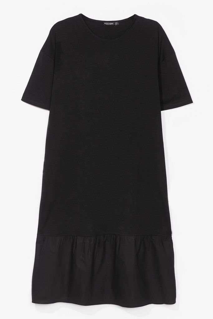 Womens Drop Hem T-Shirt Midi Dress - Black - 8, Black