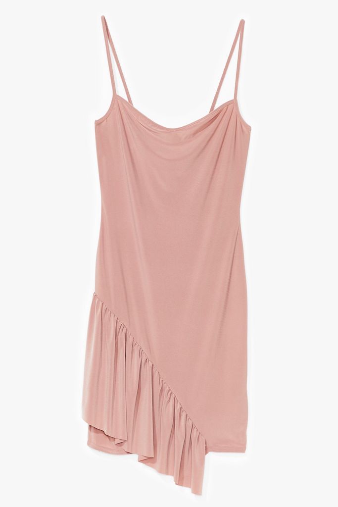 Womens Asymmetric Ruffle Bodycon Mini Dress - Pink - 6, Pink
