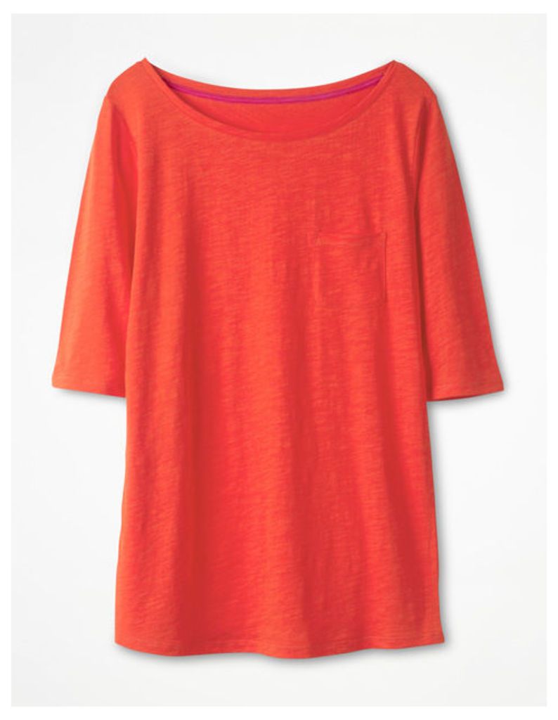 The Cotton Boat Neck Tee Red Women Boden, Red