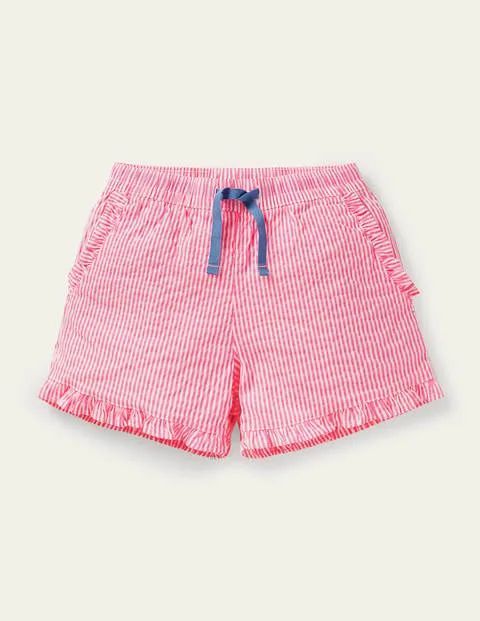Frill Hem Shorts Party Pink Ticking Boden, Party Pink Ticking