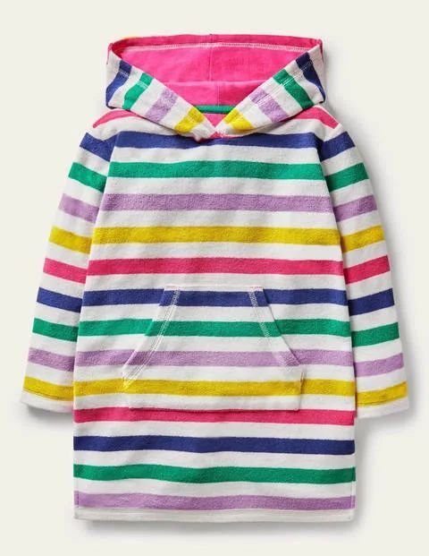 Pattern Towelling Beach Dress Multi Rainbow Stripe Boden, Multi Rainbow Stripe