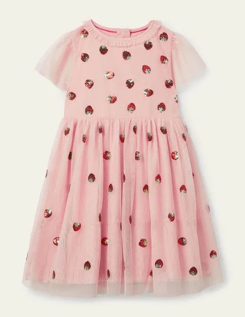 Embellished Tulle Dress Provence Pink Strawberries Boden, Provence Pink Strawberries