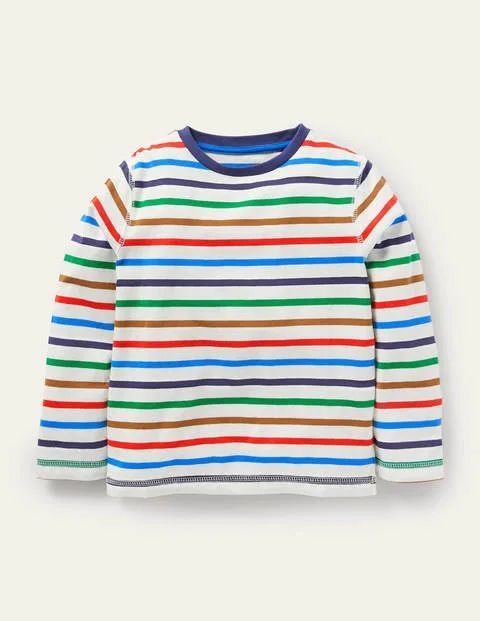 Supersoft Long-sleeved T-shirt Ivory/Rainbow Boden, Ivory/Rainbow