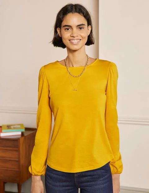 Supersoft Long Sleeve T-shirt Beige Women Boden, Honeycomb