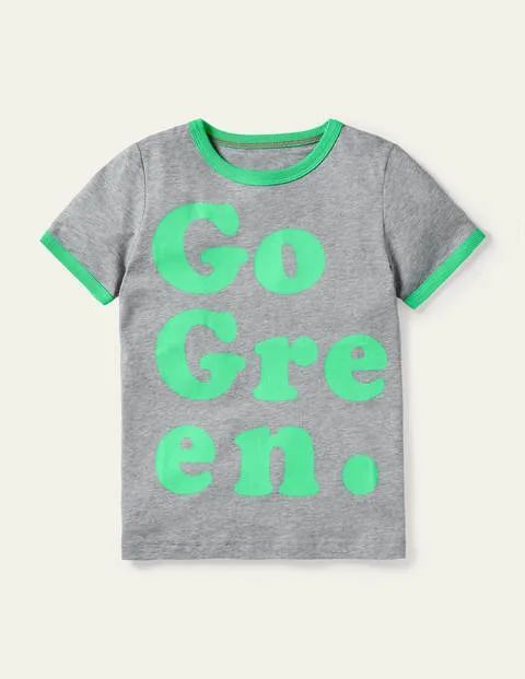 Graphic T-shirt Green Boden, Grey Marl Go Green
