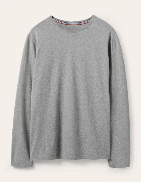 Classic Long-Sleeved T-shirt Grey Christmas Boden, Grey Marl