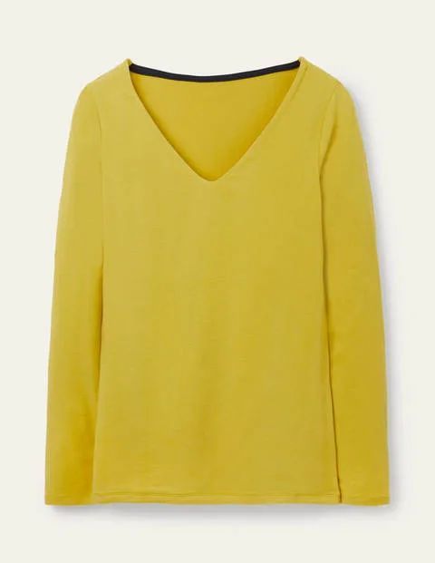 Double Layer V-neck Top Chartreuse Women Boden, Chartreuse
