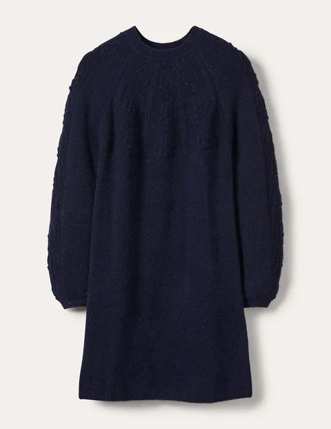 Cable Knitted Dress Navy Women Boden, Navy
