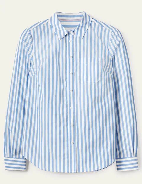 Classic Cotton Shirt Stripes Women Boden, Grape Hyacinth Stripe