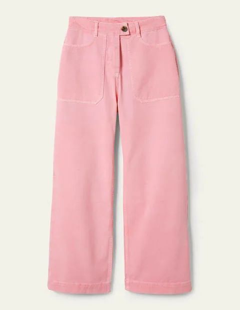Wide Leg Cotton Twill Trousers Pink Women Boden, Cameo Pink